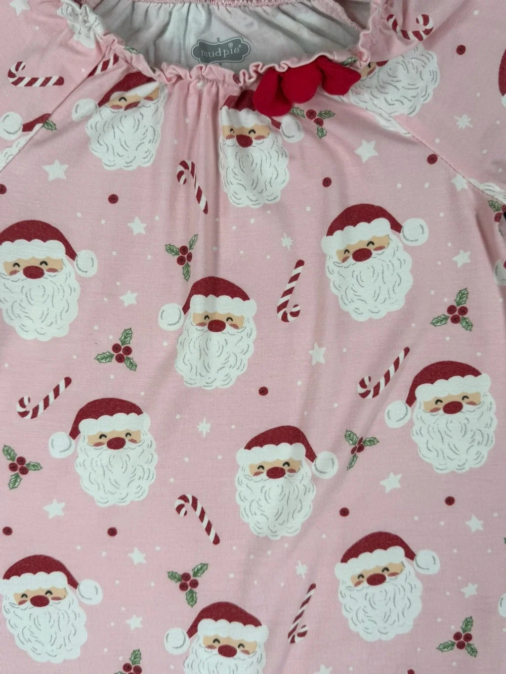 MUD PIE Baby Girl Santa Glow Bamboo Sleeper - 6-9M